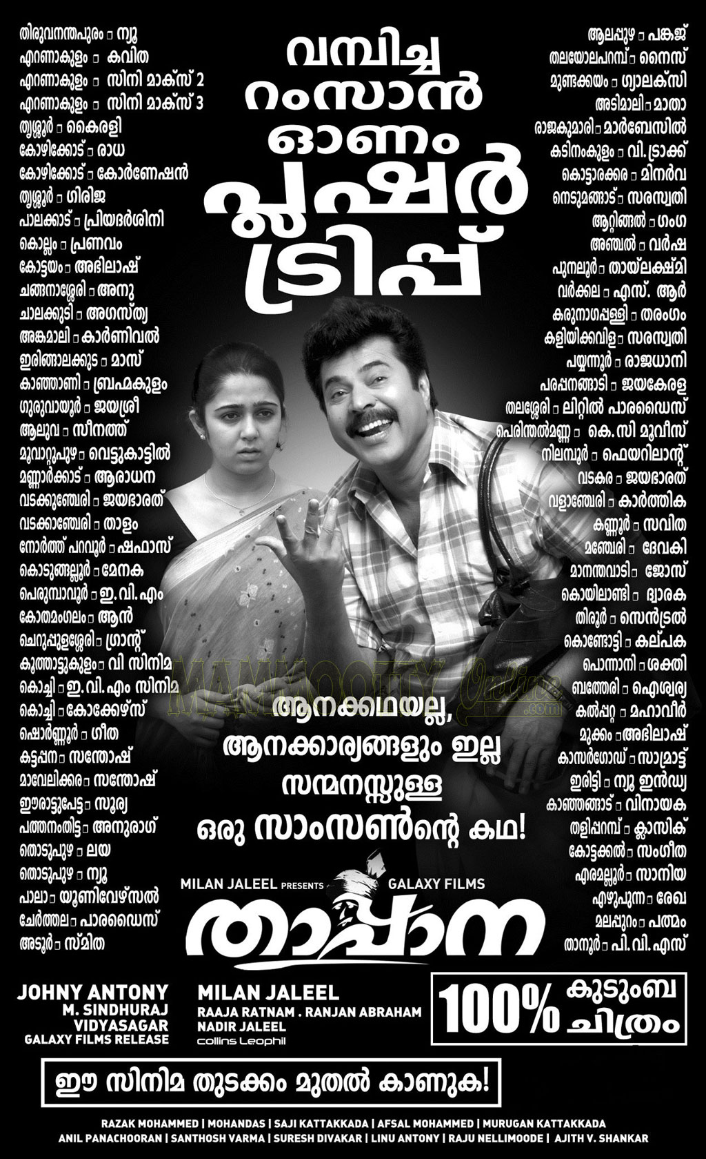 ennu ninte moideen theatre list